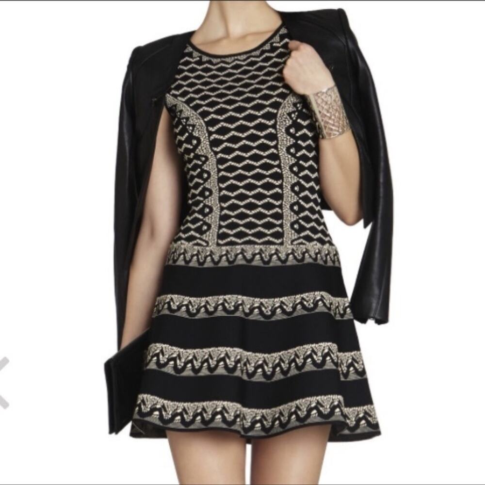 BCBGMAXAZRIA Wilma Jacquard Fit & Flare Dress Size XS NWOT